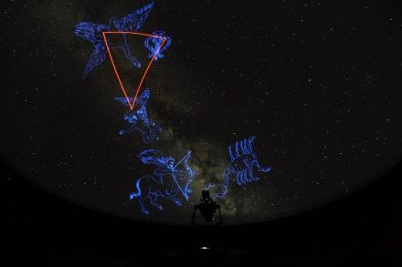 夏の代表的な星座を投映したドームスクリーン